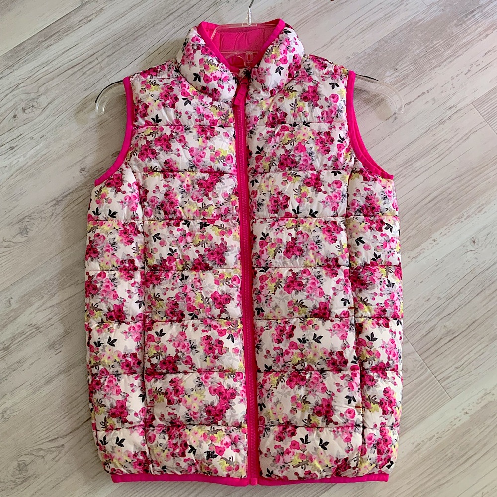 Joules Girls Pink Floral Puffer Vest 9/10 yrs